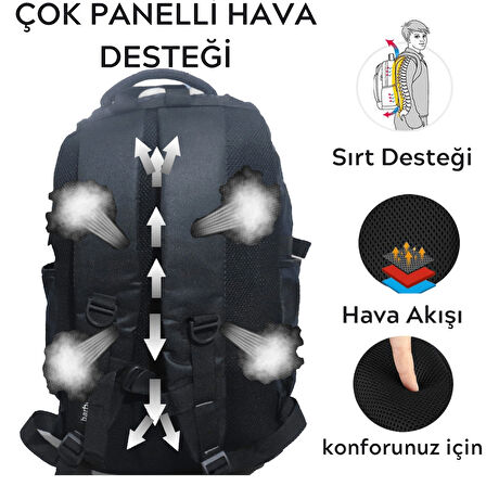 Baggor 50 Lt Su Geçirmez Çok Bölmeli Büyük Sırt Çantası - Yürüyüş, Seyahat, Okul, Dağcılık ve Trekking İçin Dayanıklı Outdoor Çanta