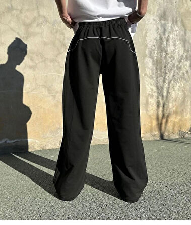 Oversize Şerit Detaylı Ayarlanabilir Paça Stoperli Baggy Eşofman Altı – %100 Pamuk – Unisex