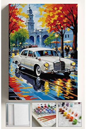 Sayılarla Boyama Seti Çerçeveli Hobi Seti Tuval Fırça Boya Kasnaklı Set 40x50 Cm Bahçeli Merco