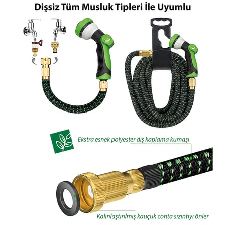 Tüm Musluklara Uyumlu • 10M’DEN 30 Metreye Kadar Uzayan Sihirli Hortum - Bahçe Hortumu