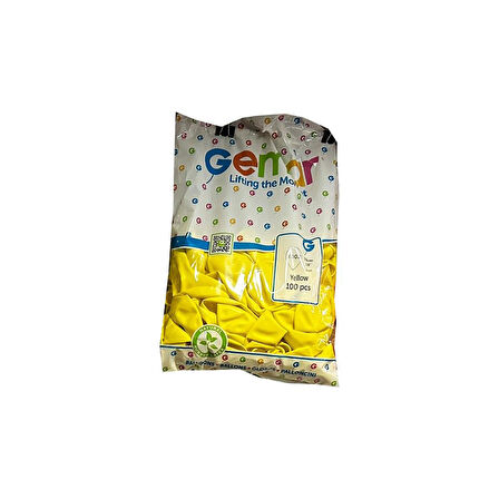 Gemar Doğum Günü Organizasyon Parti Balon - 33 Cm. - Sarı Renk - 100 Adet 