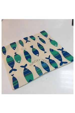 Tuncay Tekstil Balık Baskılı Kırlent Kılıfı Keten 50x50 Çok Renkli