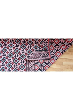 Makine Dokuması Baklava Desenli Büyük Kilim, Yeşil