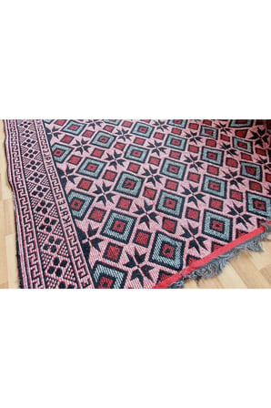 Makine Dokuması Baklava Desenli Büyük Kilim, Yeşil