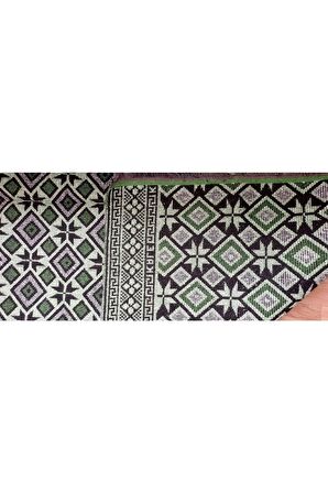 Makine Dokuması Baklava Desenli Büyük Kilim, Yeşil