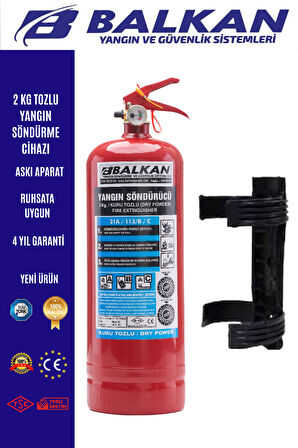 2 kg tozlu yangın sndürme cihazı + askı aparatı