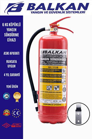 6 kg köpüklü yangın söndürme cihazı +Askı aparatı