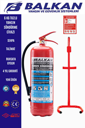 6 kg yangın söndürme cihazı +Sehpa+Talimat