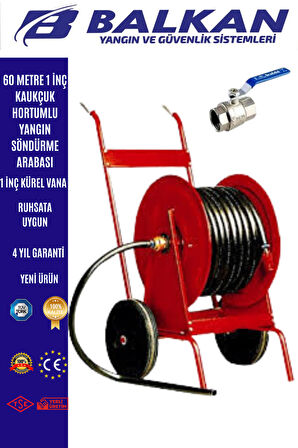 60 Metre Yangın Hortum Arabası+1 inç küresel vana