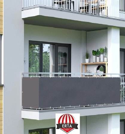 6.5 METRE X 50 CM Gri Renk Polyester Balkon Demiri Brandası Su Geçirmez 1.sınıf 650g