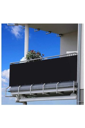 3 METRE X 75 CM SİYAH Renk Polyester Balkon Demiri Brandası Su Geçirmez 1.sınıf 650g