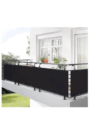 3 METRE X 95 CM SİYAH Renk Polyester Balkon Demiri Brandası Su Geçirmez 1.sınıf 650g