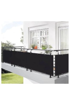 3.5 METRE X 80 CM SİYAH Renk Polyester Balkon Demiri Brandası Su Geçirmez 1.sınıf 650g
