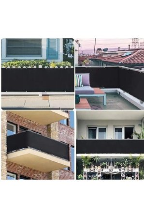 4 METRE X 75 CM SİYAH Renk Polyester Balkon Demiri Brandası Su Geçirmez 1.sınıf 650g