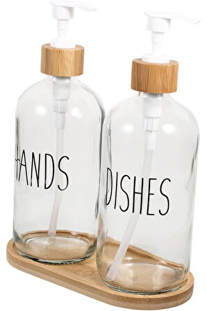 2’li Mutfak Sıvı Sabunluk Seti Hands&dishes Bambu Tepsili