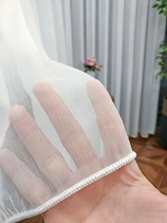 Keten Bambu Desen Tül Perde 1/2 Seyrek Pile