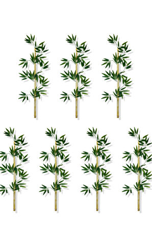 Yapay Yoğun Yapraklı 100 Cm 7 Adet Dekoratif Bambu Çubuğu Islak Doku