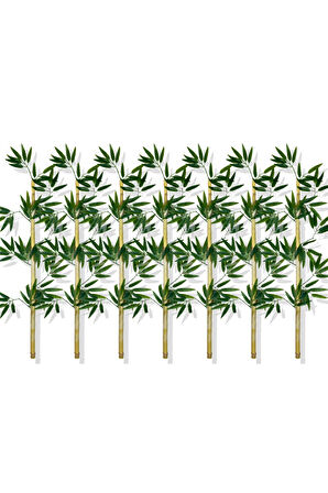 Yapay Yoğun Yapraklı 110 Cm 7 Adet Dekoratif Bambu Çubuğu Islak Doku
