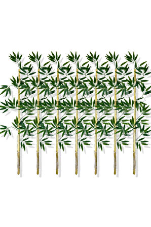 Yapay Yoğun Yapraklı 130 Cm 7 Adet Dekoratif Bambu Çubuğu Islak Doku