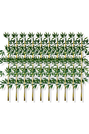 Yapay Yoğun Yapraklı 140 Cm 10 Adet Dekoratif Bambu Çubuğu Islak Doku