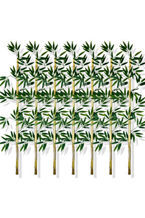 Yapay Yoğun Yapraklı 140 Cm 7 Adet Dekoratif Bambu Çubuğu Islak Doku