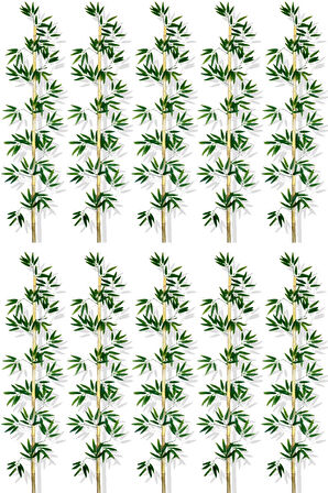 Yapay Yoğun Yapraklı 180 Cm 10 Adet Dekoratif Bambu Çubuğu Islak Doku