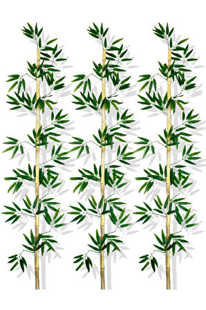 Yapay Yoğun Yapraklı 180 Cm 3 Adet Dekoratif Bambu Çubuğu Islak Doku