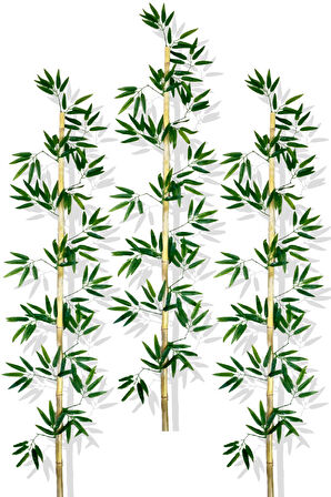 Yapay Yoğun Yapraklı 180 Cm 3 Adet Dekoratif Bambu Çubuğu Islak Doku