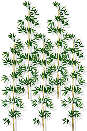 Yapay Yoğun Yapraklı 180 Cm 5 Adet Dekoratif Bambu Çubuğu Islak Doku