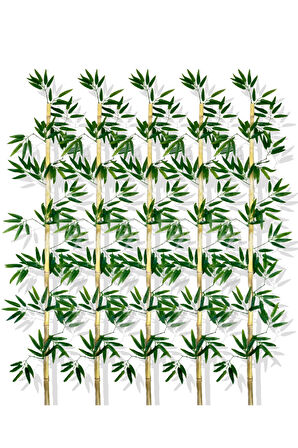 Yapay Yoğun Yapraklı 180 Cm 5 Adet Dekoratif Bambu Çubuğu Islak Doku
