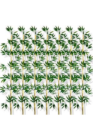 Yapay Yoğun Yapraklı 180 Cm 7 Adet Dekoratif Bambu Çubuğu Islak Doku