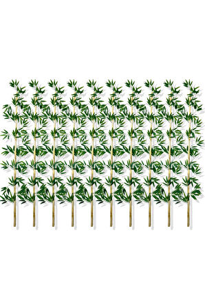 Yapay Yoğun Yapraklı 200 Cm 10 Adet Dekoratif Bambu Çubuğu Islak Doku