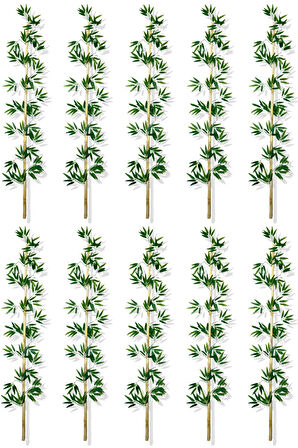 Yapay Yoğun Yapraklı 200 Cm 10 Adet Dekoratif Bambu Çubuğu Islak Doku