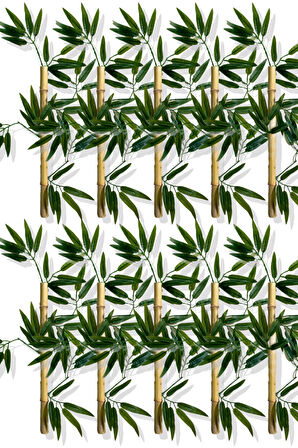 Yapay Yoğun Yapraklı 60 Cm 10 Adet Dekoratif Bambu Çubuğu Islak Doku