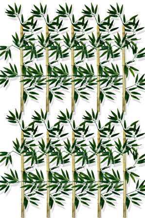 Yapay Yoğun Yapraklı 90 Cm 10 Adet Dekoratif Bambu Çubuğu Islak Doku