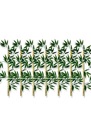 Yapay Yoğun Yapraklı 90 Cm 7 Adet Dekoratif Bambu Çubuğu Islak Doku