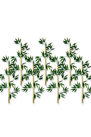 Yapay Yoğun Yapraklı 90 Cm 7 Adet Dekoratif Bambu Çubuğu Islak Doku