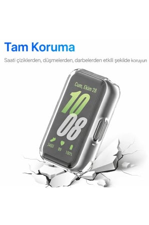 Huawei Band 11 Uyumlu Şeffaf Silikon Tam Kaplayan Kasa ve Ekran Koruyucu