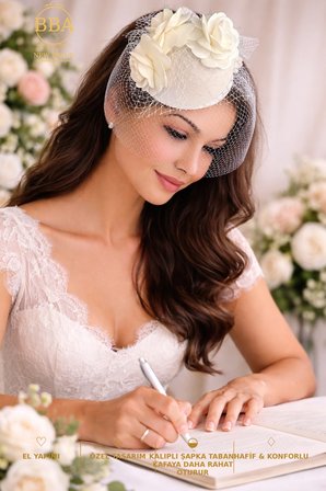 (YENİLENDİK)Nikah Aksesuar,nikah Kepi Vualet,nikah Şapkası,nikah Kep,gelin Şapkası,vualet, Tüllü 