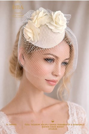 (YENİLENDİK)Nikah Aksesuar,nikah Kepi Vualet,nikah Şapkası,nikah Kep,gelin Şapkası,vualet, Tüllü 