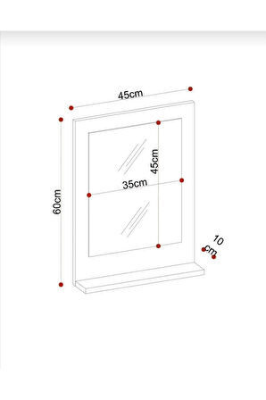 Beyaz Raflı Banyo Aynası 60x45