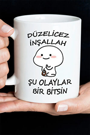 Düzelicez Inşallah Baskılı Kupa Bardak