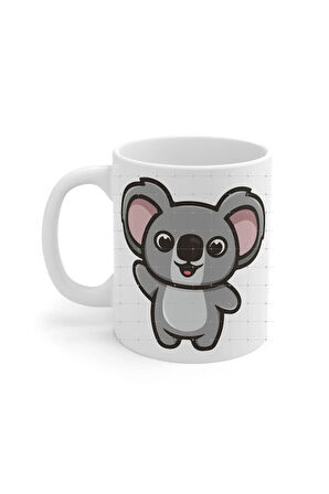 Tatlı Hayvanlar Sevimli Koala Renkli Baskılı Tasarımlı Hediye Kahve Çay Kupa Bardak