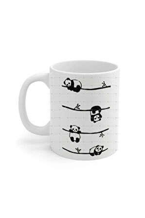 Tatlı Hayvanlar Pandalı Renkli Baskılı Tasarımlı Hediye Kahve Çay Kupa Bardak