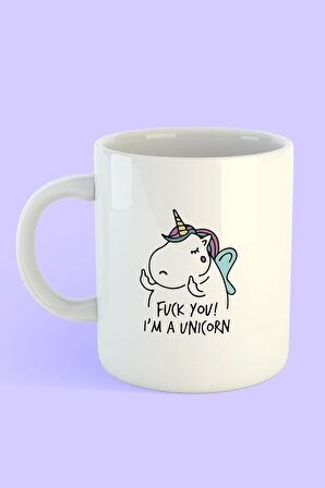 Beyaz Kızgın Unicorn Kupa Bardak