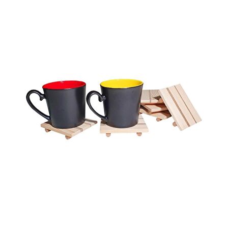 Barış Dizayn Doğal ahşap Bardak altlığı fincan altlığı çay tabağı (6lı set)