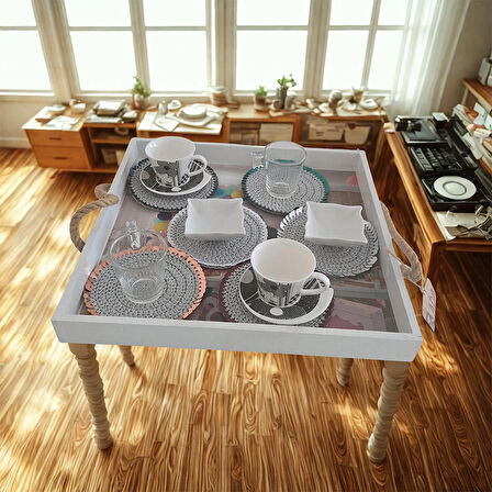 Gümüş Pullu Bardak Altlığı