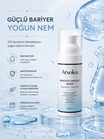 Bariyer Onarıcı Bakım Kremi 50 ml Ceramide Cica Niacinamide Hyaluronic Acid Panthenol
