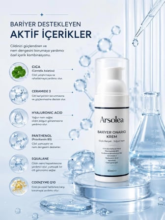 Bariyer Onarıcı Bakım Kremi 50 ml Ceramide Cica Niacinamide Hyaluronic Acid Panthenol