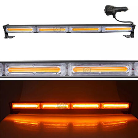 Turuncu Tepe Çakar Bar Led 60cm 12-24v  Off Road Çekici Traktör İkaz Lambası Çakar 15 Modlu